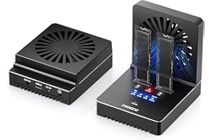 FIDECO M.2 NVMe SATA SSD Cloner Dock, USB 3.2 Gen 2, 20Gbps NVMe Cloner Duplicator with Foldable Cooling Fan, Support Offline Clone, UASP and TRIM, Aluminum Design