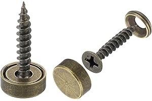 QUARKZMAN 8 Stück Messing Dekorative Schrauben mit Kappen, 12 mm Spiegelschrauben Abdeckung Selbstschneidende Schrauben zur Möbelbefestigung, Bronze Farbe
