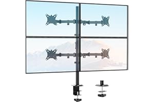 IMtKotW Monitor Tischhalterung 4 Monitore für 17"-32" Bildschirme, Superlange Stange Monitor Halterung Neigbar Schwenkbar und höhenverstellbar Monitorhalterung Stütze 9 kg pro Arm, VESA 75/100 mm