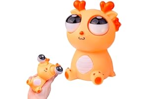 KJSXUUE Zabawka do ściskania w kształcie potwora, zabawna, antystresowa, z wysuwanymi oczami dla dzieci i dorosłych (pomarańczowa)