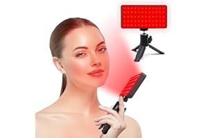 Hottoerak Panel de luz roja de 660 nm y 850 nm, lámpara de infrarrojos con soporte y brillo ajustable y temporizador, lámpara de luz roja para viajes, uso doméstico