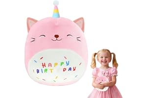 FreeSkill Happy Birthday Plüschtier - 25CM Einhorn Kuscheltier, Cartoon Plüschkissen,Einhorn weiches Plüschtier, Geburtstag Geschenk für Kinder Jungen Mädchen