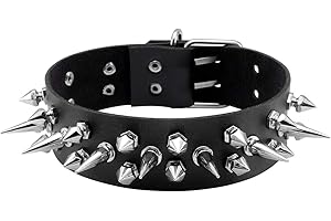 Manfnee Choker Punk Gotico Rock Pelle PU Rivetto Chiodo Catena Cerchio Uomo Donna Regolabile Nero