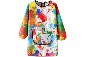 Heanvmyss Tablier Peinture Enfant,Tablier pour Enfants de 3 à 8 Ans,Imperméable avec Poche,Manches Longues,Blouse Réutilisable Ajustable pour Cuisiner,Manger,Arts,Artisanat,Garçon