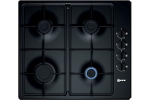 NEFF N30 T26BR46S0 Gas hob, 60cm, with Sword Dials and Cast Iron Pan Supports, Black, Built in