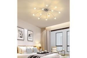 LANEKD Led Salon Plafonnier Star Chambre Lampes de Plafond Ciel étoilé Design Chambre Enfants Lampes Suspendues Verre Abat-jour Pour Cuisine Restaurant Lampes (Chaude Lumière, Chrome 12)
