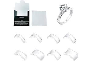 VOOVEN 8 Pcs Lnvisible Ring Adjuster, 1 Pcs Wiping Cloth, Circular Regulators of Different Sizes, Loose Ring Adjuster, Suitable for Any Ring Clip, Various Sizes, Unisex