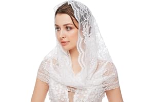 MONOJLY Mantilla en dentelle pour voile infini beau floral pour couvrir la tête pour femmes filles voiles d'église catholique pour Chap
