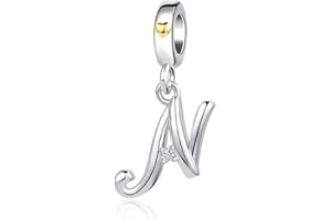 MiniJewelry Dijes de letra inicial de la A a la Z para mujeres y niñas para pulseras, collares, colgantes, nombre del alfabeto, dije colgante con corazón dorado