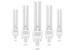 Aigostar - Pack de 5 Bombilla PLC 2U, Tubo de 12 W, Maiz G24d-3, 2 Pines, Luz fría 6500K, 1180Lm, No regulable