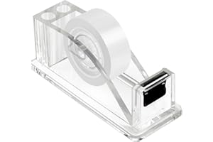QILIMA Tape Dispenser Contemporary Ultra Clear Acrylic, 18MM*25M,1 Roll - Refillable Sticky Tape Dispenser for Home and Office