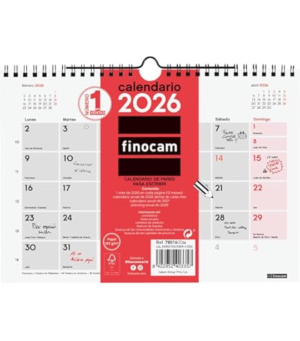 Calendrier Mural 2026 Finocam 30x30 Cm - Vue Mois, Thème Chatons, Espagnol, Avec Septembre-décembre 2025 Réduits