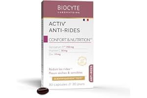 BIOCYTE Activ Anti-Rides Complément Alimentaire - Réduit les Rides, Nourrit la Peau, Peau plus Jeune - Efficacité Prouvée - Vitamine C, Zinc, Glycosérym EF® - 30 capsules - Programme de 30 jours
