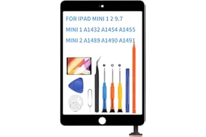 LADYSON para iPad Mini 1 2 1ST 2ND Generación de Piezas de Repuesto Mini1 A1432 A1454 A1455 Mini2 A1489 A1490 A1491 Pantalla táctil digitalizador Sensor Kit de Vidrio con Vidrio Templado (Negro)