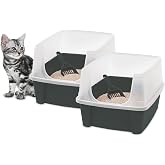 Iris Ohyama, Cat toilet, indoor cat toilet, shovel, G 48.5 x D 38 x Y 30 cm, set of 2, CLH-12, grey
