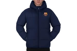 FC Barcelona Mens Quilted Jacket Hooded Winter Coat Adults Official Football Gift