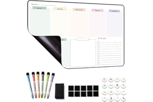 MCCORL Planificador Semanal Magnetico,Pizarra Nevera Magnetica,Organizador Semanal,Calendario Semanal Planificador Magnetico Nevera 42×28cm - en español