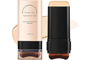MUIEFE Base de Maquillaje en Barra Hidratante y Ligera 2 en 1, Foundation Stick with Built-In Brush, Acabado Mate, Cubrir Manchas, Larga duración, Resistente al Agua, Para Todo Tipo de Piel (Trigo 04#)