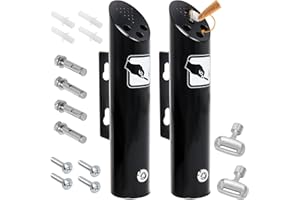 POWEKA Cendrier Mural Extérieur Verrouillable 2 Pièces, Cendrier en Acier Inoxydable Anti-Rouille avec Couvercle, Poubelle à Cigarettes pour Balcon, Terrasse, Hôtel, Bureau et Espaces Publics (Noir)