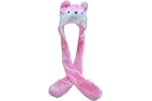Xiang Ru Animal Costume Gloves Scarf 3 in 1 Set Hat, Animal Plush Hoodies, One Size Fits All Adults & Kids/Soft, Warm Beanie Hat