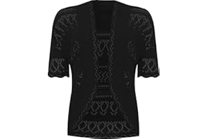 VR7 Bolero Cardigans for Women's Shrugs Light Weight Ladies Short Sleeves Knitted Shrug Crochet Lace Cardigan Cotton Summer Kimono Jackets UK Casual Cropped Bolero for Evening Dress