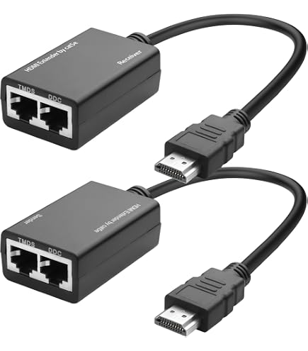 2 Adattatori HDMI Su RJ45 Maxtech EXT-HDL02 - Estensione Via Ethernet CAT5e/CAT6 - 1080p