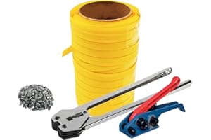 TROJAN PACKAGING Trojan Economy Pallet Strapping Tools Banding Starter Kit - Contains Strapping Tensioner, Sealer, 100m Yellow Polypropylene Plastic Strapping & 50 Semi Open Strapping Seals