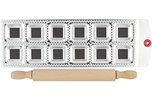 Moule à Raviolis avec Rouleau à Pâtisserie, FantasyDay Lot de 2 Moules a Chaussons Acier Inoxydable Ustensiles pour pâtes Moule et Pâte Pression Boulette Pie Maker Découpe Pâte Accessoires de Cuisine