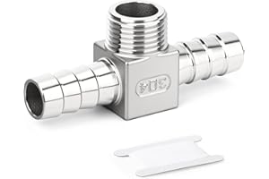 ERGAOBOY 1 pezzo raccordo a T con raccordo a barbiglio in acciaio inossidabile 304, 1/2" BSP maschio x 20 mm con barbiglio x 20 mm con barbiglio, connettore a 3 vie per tubi flessibili per liquidi/gas