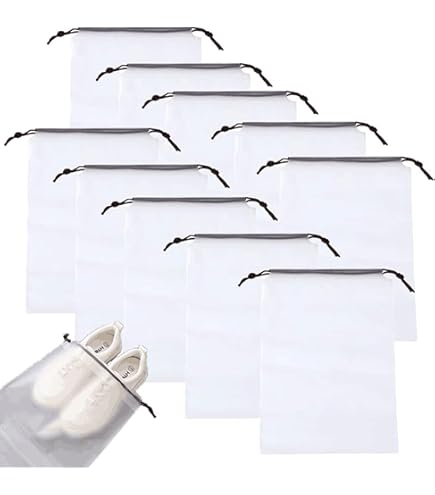 12 Borse Scarpe Da Viaggio Soumit - Antipolvere, Finestra Trasparente, Coulisse - Foto 6