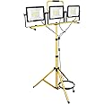 RIGIDON 300W Tripod Stand LED Work Light, 3 Adjustable Head Floodlight, Flexible Portable Job Site Light, 30000LM 110V 240V Outdoor Indoor worklight for Workshop, Garage, Construction, Basement