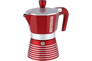Pedrini Infinity Caffettiera Alluminio 3 tazze, glitterata colore rosso