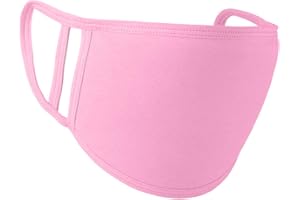 TRIMMING SHOP Unisex Face Mask Reusable Washable Face Covering for Adults 2 Ply Face Mask, Cotton Face Mask Breathable Safety Mask Protection from Pollution, Pink, 17cm x 12cm, 2pcs