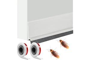 KUNAXKU Lot de 2 joints de porte auto-adhésifs avec brosse insonorisante - Protection contre le froid et les insectes - Joint d'étanchéité de porte - Joint de porte - Protection contre le vent - Protection