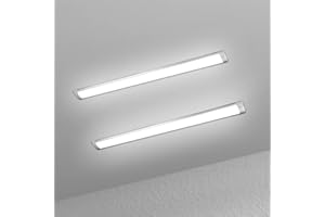muzha 2 Packs LED Batten Lights 4FT 40W 6500k Daylight,Low Profile Wall or Ceiling Surface Mounted Fitting for Offices, Warehouse, Garages, Basements, Workshops