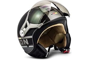Soxon® SP-325 Plus „Black“ · Jet-Helm · Motorrad-Helm Roller-Helm Scooter-Helm Moped Mofa-Helm Chopper Retro Vespa Vintage Pilot Biker Damen · ECE 22.05 Visier Schnellverschluss Tasche XS–XL (53-62cm)