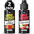 Vape District Vape Liquids 2 x 100ml Kiwi & Watermelon + Summer Fruits Flavoured Ecig Juice E Liquid Nicotine Free 70VG/30PG E Cigarette Sub Ohm E Juice Short Fill