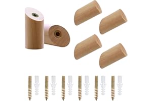 MAIXINNEW 6 Stück Kleiderhaken aus Buche Holz, Garderobenhaken Holz Einzeln (3 x 6 cm), Einzelne Aufbewahrungshaken für Wand, Hut, Handtuchhalter