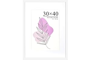 Baoee Weißer Bilderrahmen mit Acrylglas, 30 x 40 cm, A4 mit Passepartout, 30 x 40 cm, Zertifikatrahmen für Tischplatte und Wandmontage