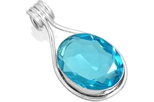 JEWELOPORIUM Boho Handmade Jewelry Chunky Natural Gemstone Garnet, Amber, Turquoise, Onyx Oval Genuine 925 Sterling Silver Pendant Necklace For Women