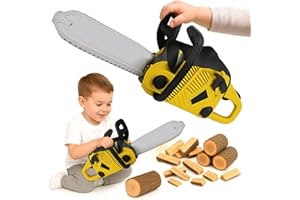 Toyana Kids Toy Chainsaw with Lifelike Sounds & Spinning Chain, Children Pretend Play Power Tool, Workshop Role Play Indoor Outdoor Activity Gift Toy for Boys Girls Ages 3+ Years - Yellow