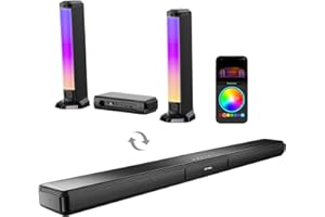 ULTIMEA Soundbar TV 5.0 Canali, Soundbar PC con RGB per Home Cinema, Sound bar Rimovibile con Controllo APP, Soundbar Bluetooth 5.3, Apollo S70