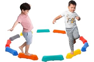 SIAIRO Kids Balance Beam,Stepping Stones with Non-slip Textured Surface & Bottom Mats,12 PCs Stackable Outdoor Indoor Obstacle Course for Toddler