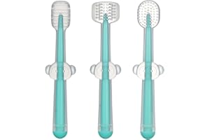 ORAGKE Baby Zahnbürste Silikon, Zahnbürste Baby 3-in-1 (0-24 Monate), Zahnbürsten für Babys mit Zungenreiniger, Zahnpflege Lebensmittelecht & BPA-frei, Weiche Kinderzahnbürste 1 jahr (Mint)