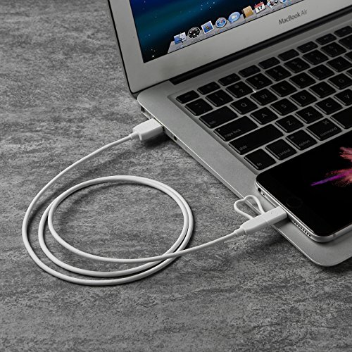 [Apple MFI Zertifiziert] GGMM 2in1 USB Lightning & Micro USB Kabel Verbindungskabel von Micro USB und Lightning Anschluss auf USB, 1M Apple Lightning Ladekabel für iPhone, iPad & iPod Rot, Android Geräte, Power Bank usw. (Weiß) - 6