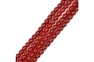 GEM-INSIDE CREATE YOUR OWN FASHION Gem-Inside Natural Red Agate Stone 6mm Round Beads for Jewellery Making Strand 15" 63 pcs Beaded Semi Precious Gemstone DIY Handmade Craft Supplies