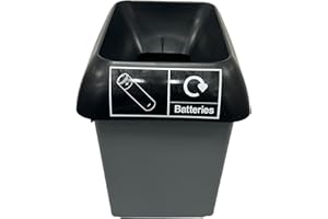 CHABRIAS LTD Chabrias 30 Litre Black Lid & Battery Logo Recycling Bin – UK Made 100% Recycled Plastic Colour Coded Simpler Recycling Options