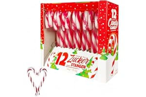 ZAMA4ZINGO Candy Canes Zuckerstangen Erdbeer Geschmack einzeln verpackt (12x12g) 144g | Weihnachten wird bunt und süß | Ideal zum Dekorieren Tannenbaum und zum Naschen!