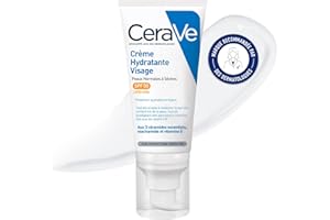 CeraVe - Crème Hydratante Visage SPF50 - Crème de Jour avec Protection UVB + UVA - Acide Hyaluronique, Céramide, Niacinamide, Vitamine E - Peau Normale à Sèche - 52 ml