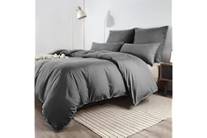 Soifox Komplet pościeli z mikrofibry, szary antracyt, nie wymaga prasowania i nie gniecie się, zestaw 2-częściowy: poszwa 200 x 200 cm, poszewka na poduszkę 80 x 80 cm, z zamkiem błyskawicznym